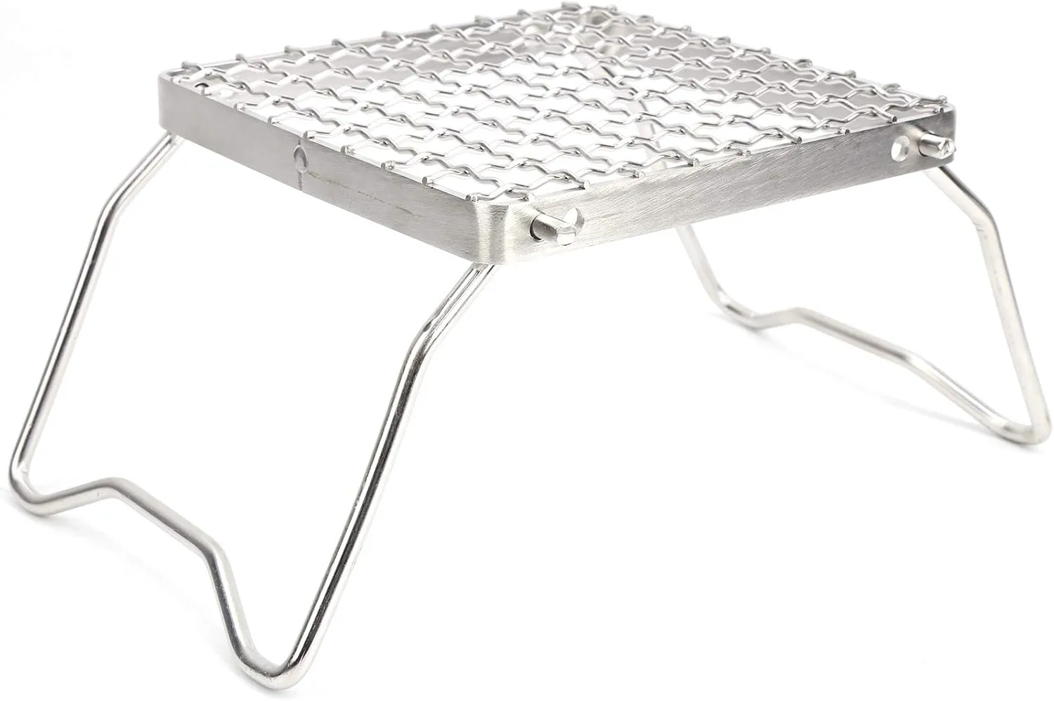 EVGATSAUTO Foldable Barbecue Grill, Stainless Steel Large Mesh Camping Grill, Multifuel Compatibility, Optimal Heat Distribution, High Load Capacity, Compact & Portable, Stainless Steel