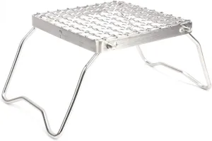 EVGATSAUTO Foldable Barbecue Grill, Stainless Steel Large Mesh Camping Grill, Multifuel Compatibility, Optimal Heat Distribution, High Load Capacity, Compact & Portable, Stainless Steel