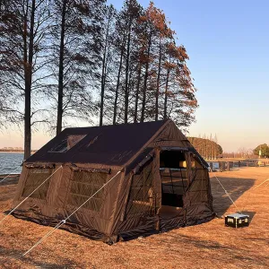 Extra Large Inflatable Camping Tent, 13 Square Meters Camping Tent, Easy to Set Up, 4 Season Windproof Outdoor Cotton Tent with Stove Socket for Outdoor Picnic