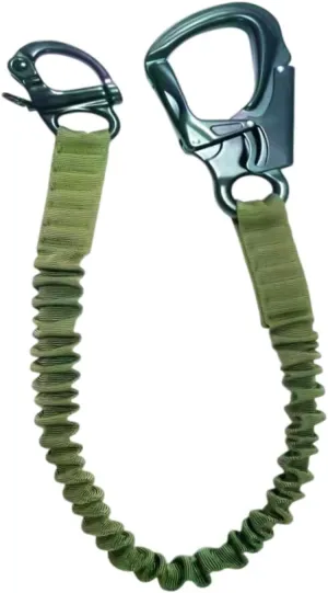 Fall Protection Lanyard Helo Lanyard Multi Use Professional Climbing Lanyard Elastic Bungee for Roofing Mountaineering, Green