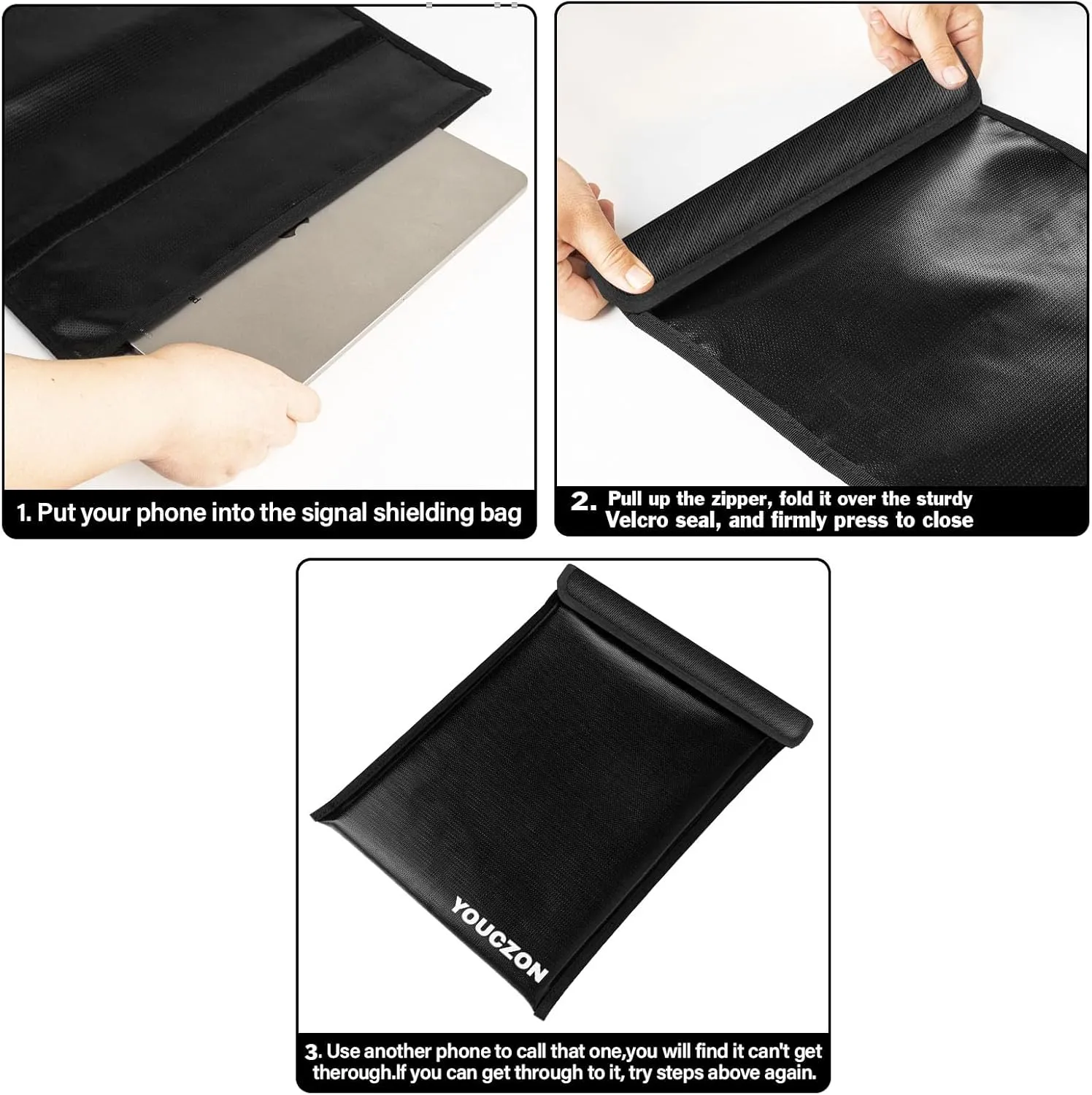 Faraday Bags - 4-Pack Faraday Cage Waterproof & Fireproof Anti-Theft, Anti-Trackingand Signal Blocker for Laptops, Phones, Car Keys Faraday Bag,Great gifts (4PCS, Black)
