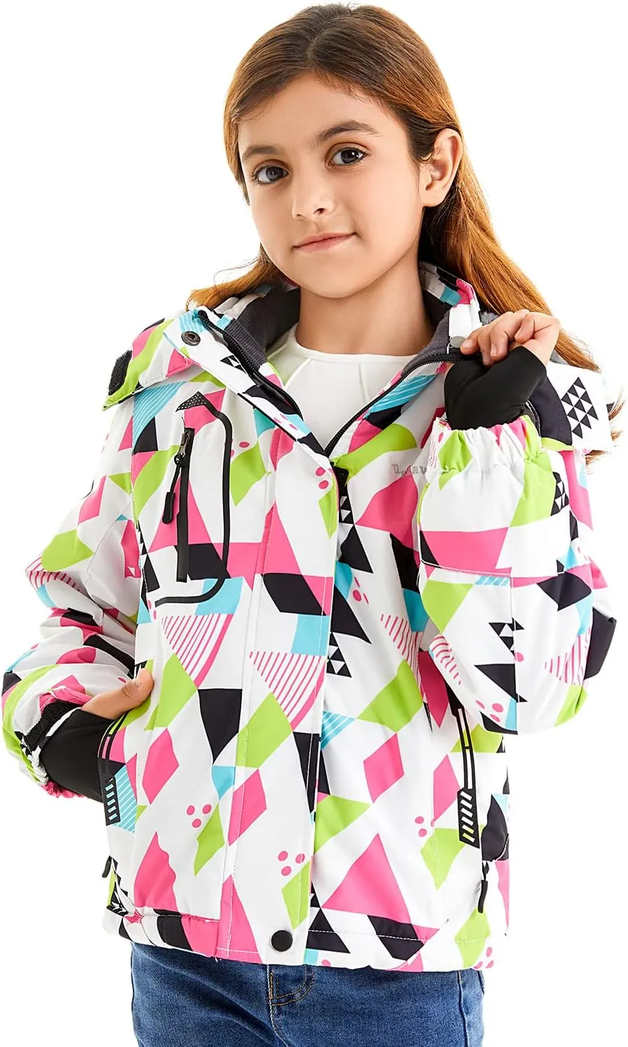 FARVALUE Girls Waterproof Ski Jacket Windproof Winter Coat Warm Fleece Snow Coat Outdoor Raincoats Hooded