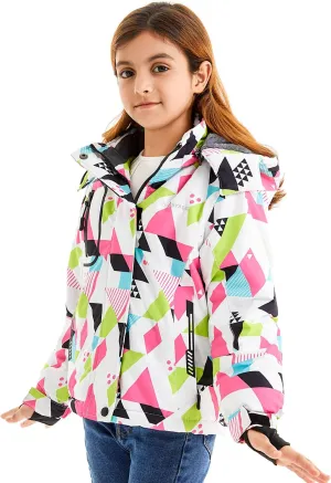 FARVALUE Girls Waterproof Ski Jacket Windproof Winter Coat Warm Fleece Snow Coat Outdoor Raincoats Hooded