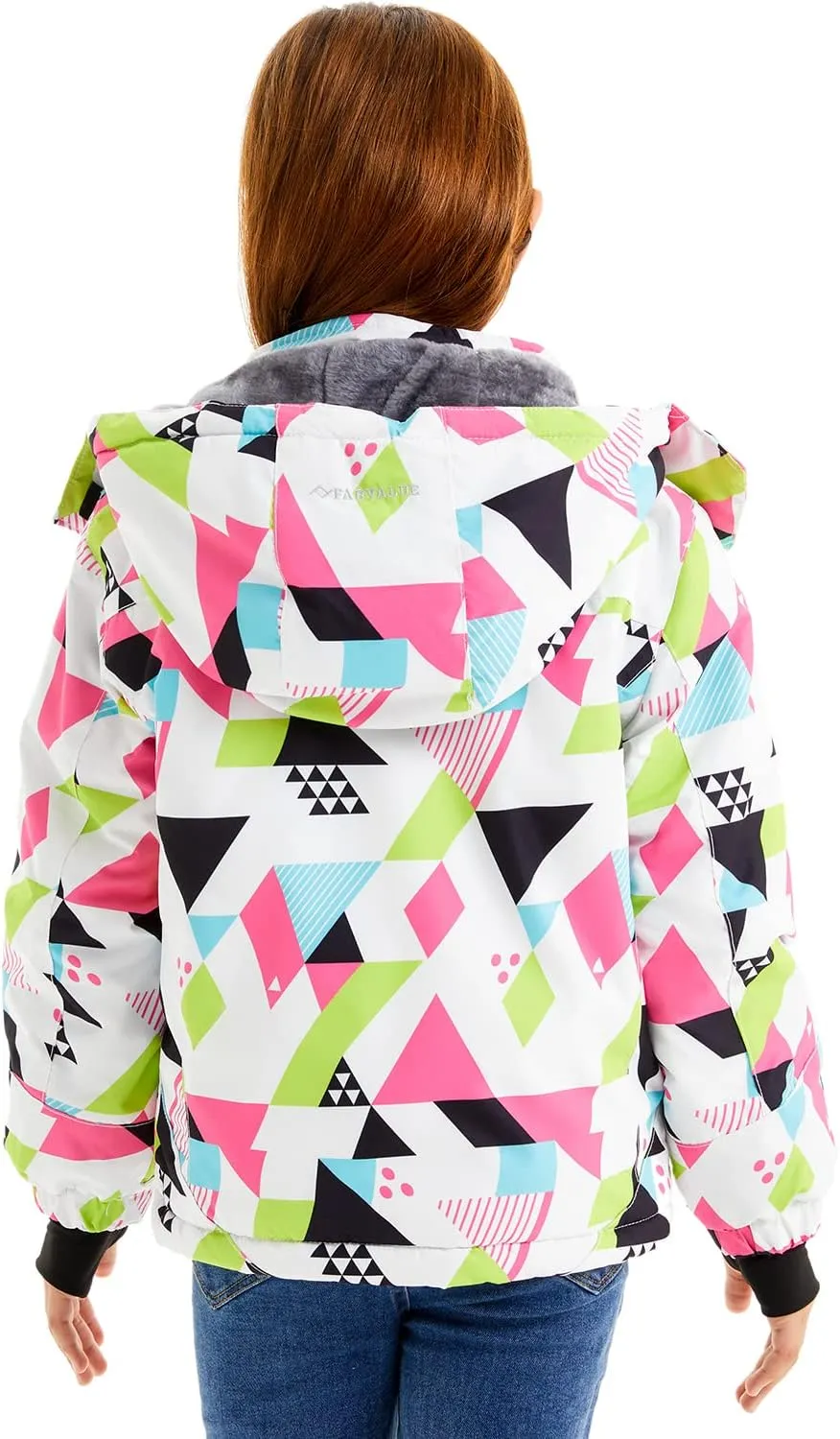 FARVALUE Girls Waterproof Ski Jacket Windproof Winter Coat Warm Fleece Snow Coat Outdoor Raincoats Hooded