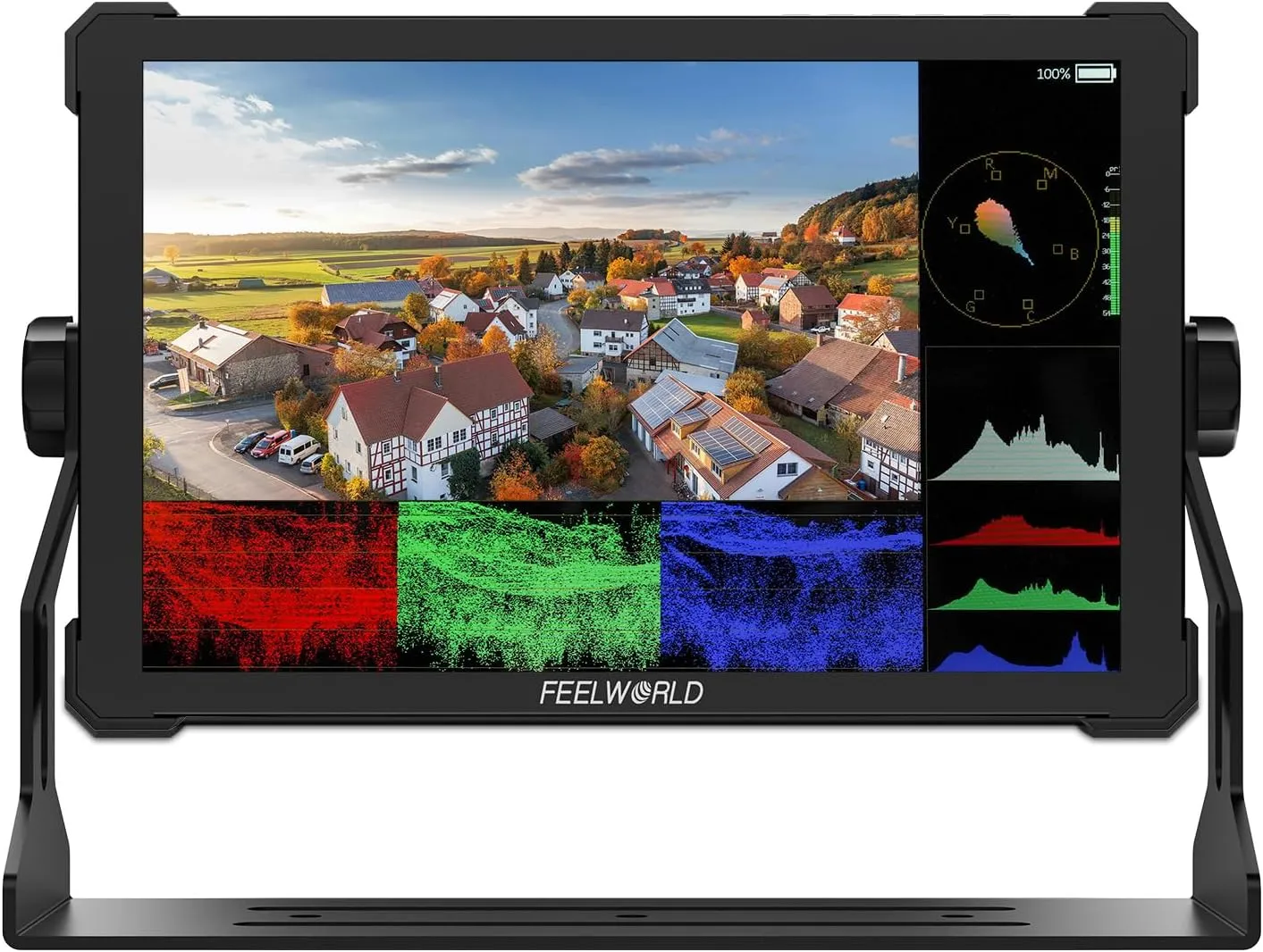 FEELWORLD T10 10.1 Inch Aluminium Camera Field DSLR Monitor Touchscreen Waveform HDR 3D LUT Out F970 Install and Power Kit