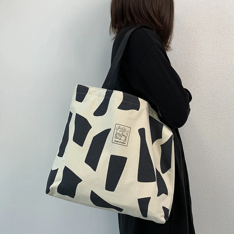 Female Class College Book Holding Korean Style With Zipper Artistic Shoulder Bags