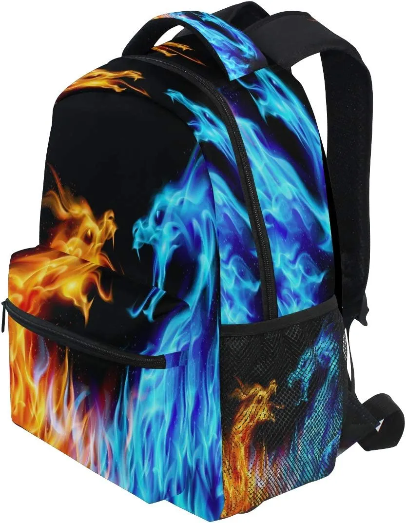 Fiery Azure Dragon Printing Computer Backpack - Lightweight School Bag