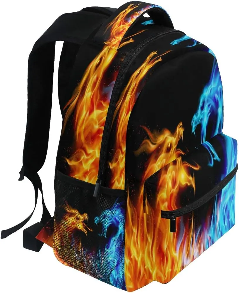 Fiery Azure Dragon Printing Computer Backpack - Lightweight School Bag
