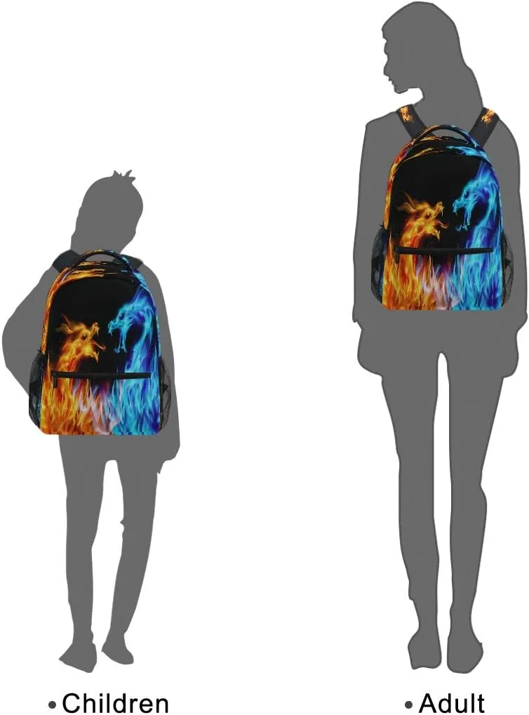 Fiery Azure Dragon Printing Computer Backpack - Lightweight School Bag