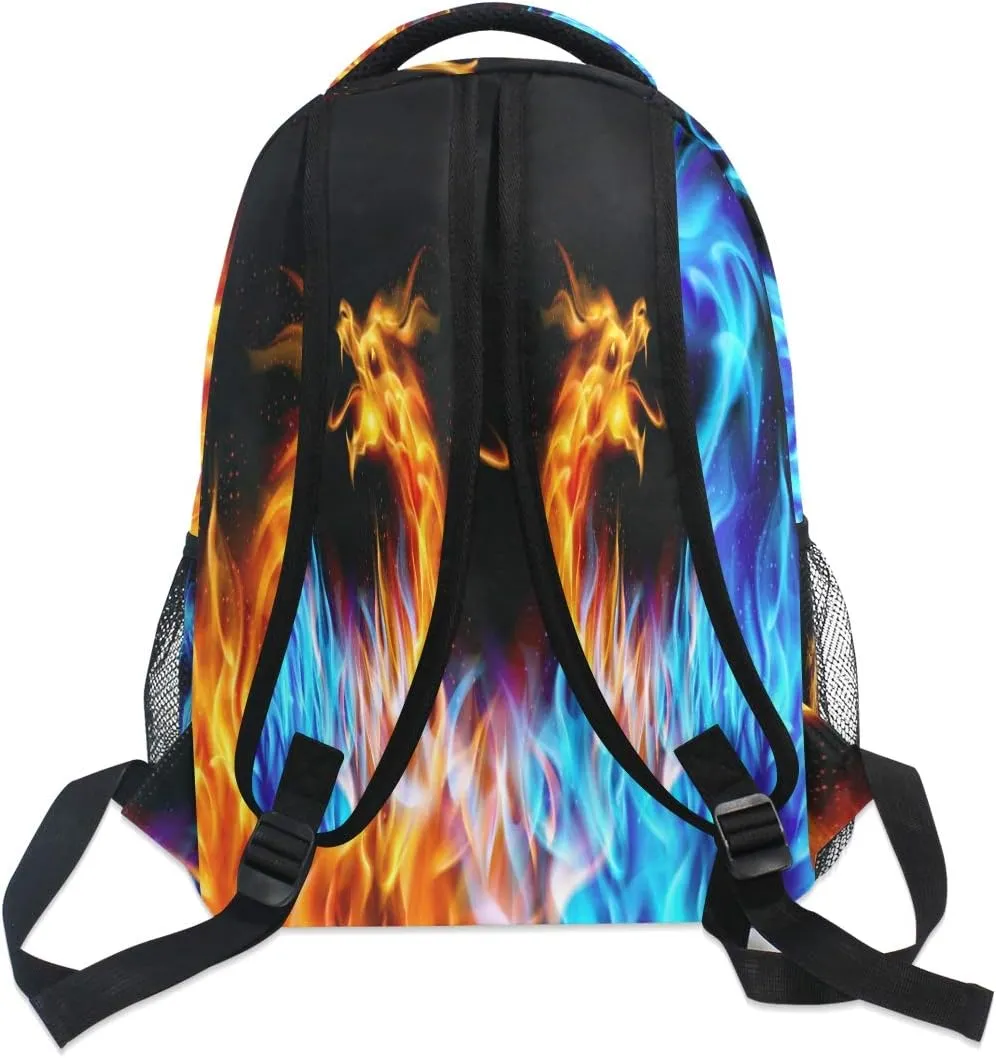 Fiery Azure Dragon Printing Computer Backpack - Lightweight School Bag