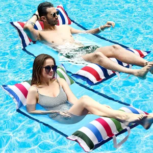 FindUWill 2-Pack Inflatable Pool Floats, XL Large Water Hammock, 4in1 (Saddle, Lounge Chair, Hammock, Drifter) Favric-Covered Pool Lounge for Adults