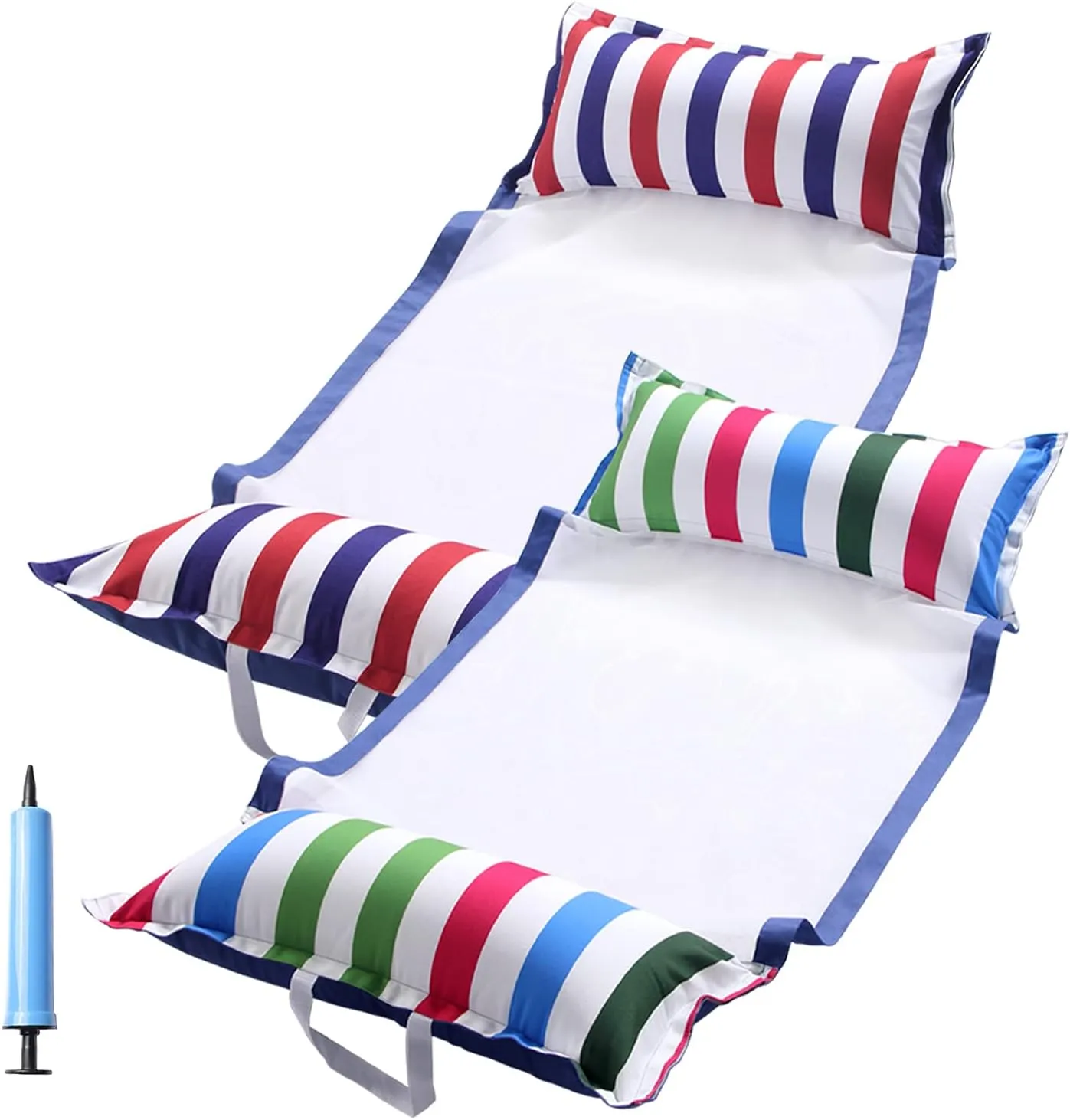 FindUWill 2-Pack Inflatable Pool Floats, XL Large Water Hammock, 4in1 (Saddle, Lounge Chair, Hammock, Drifter) Favric-Covered Pool Lounge for Adults