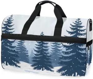 Fir Trees Forest Travel Duffel Bag Luggage Sports Gym Bags With Shoes Compartment Large Capacity Lightweight Duffle Bag For Men Women