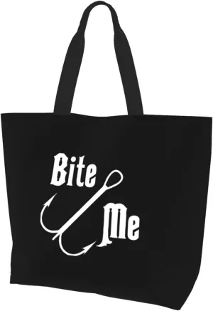 Fisherman'S Fish Hook Bite Me Women'S Lightweight Canvas Handbag Reusable Shopping Bag