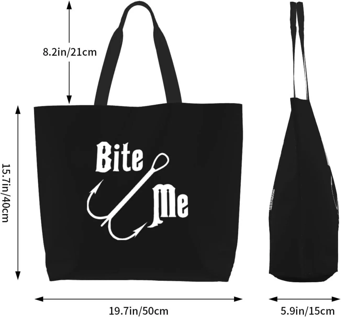 Fisherman'S Fish Hook Bite Me Women'S Lightweight Canvas Handbag Reusable Shopping Bag