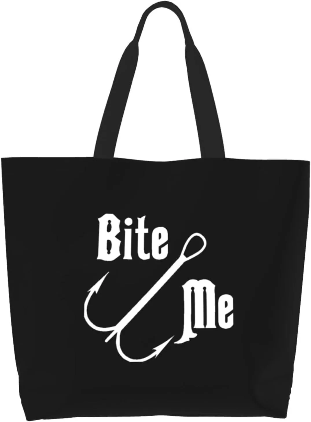 Fisherman'S Fish Hook Bite Me Women'S Lightweight Canvas Handbag Reusable Shopping Bag