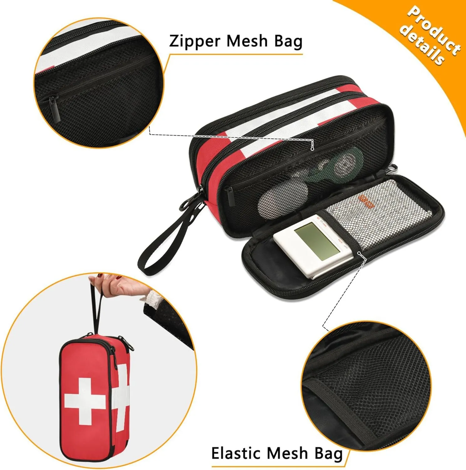 Fisyme Switzerland Flag Pencil Case Large Capacity Pen Box Makeup Pouch Holder Organizer Stationery Bag for School Office College Traval