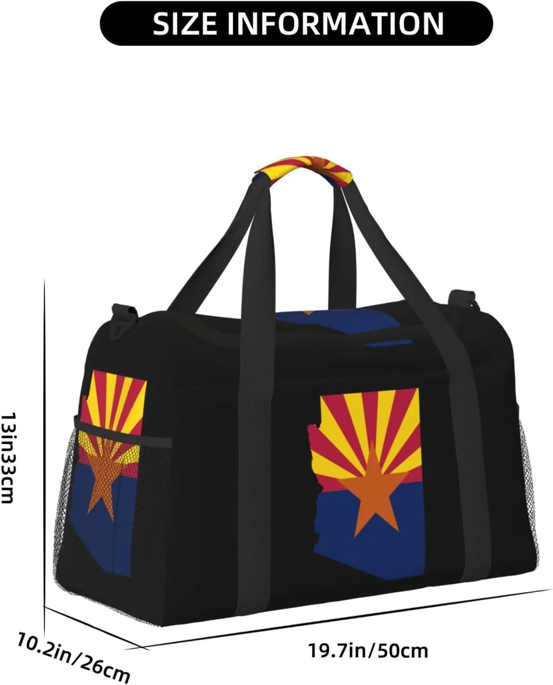 Flag Map Of Arizona Travel Duffel Bag Large Foldable Waterproof Overnight Bag For Beach Swim Bags Pool Sports Gym