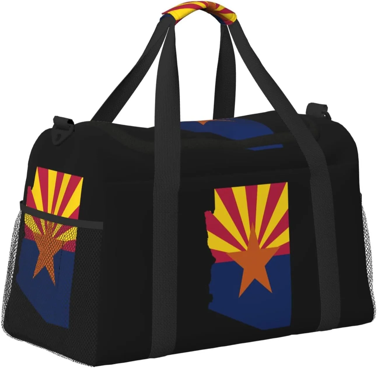 Flag Map Of Arizona Travel Duffel Bag Large Foldable Waterproof Overnight Bag For Beach Swim Bags Pool Sports Gym