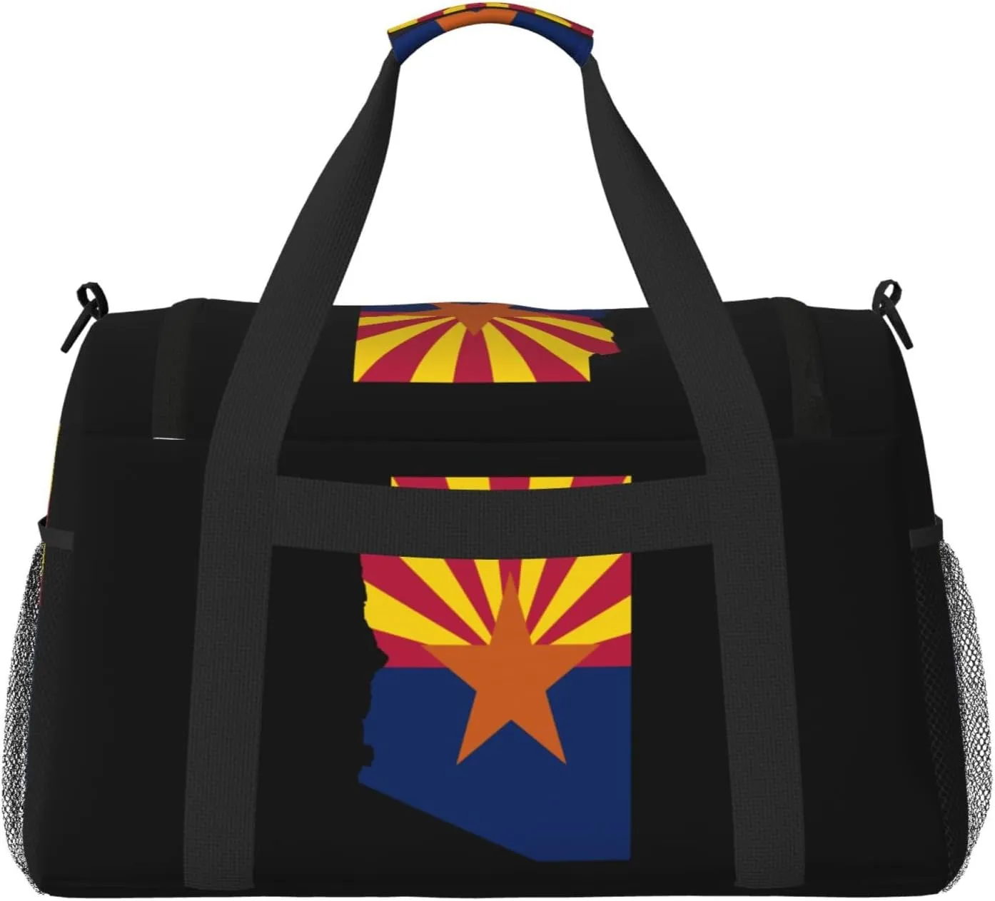 Flag Map Of Arizona Travel Duffel Bag Large Foldable Waterproof Overnight Bag For Beach Swim Bags Pool Sports Gym