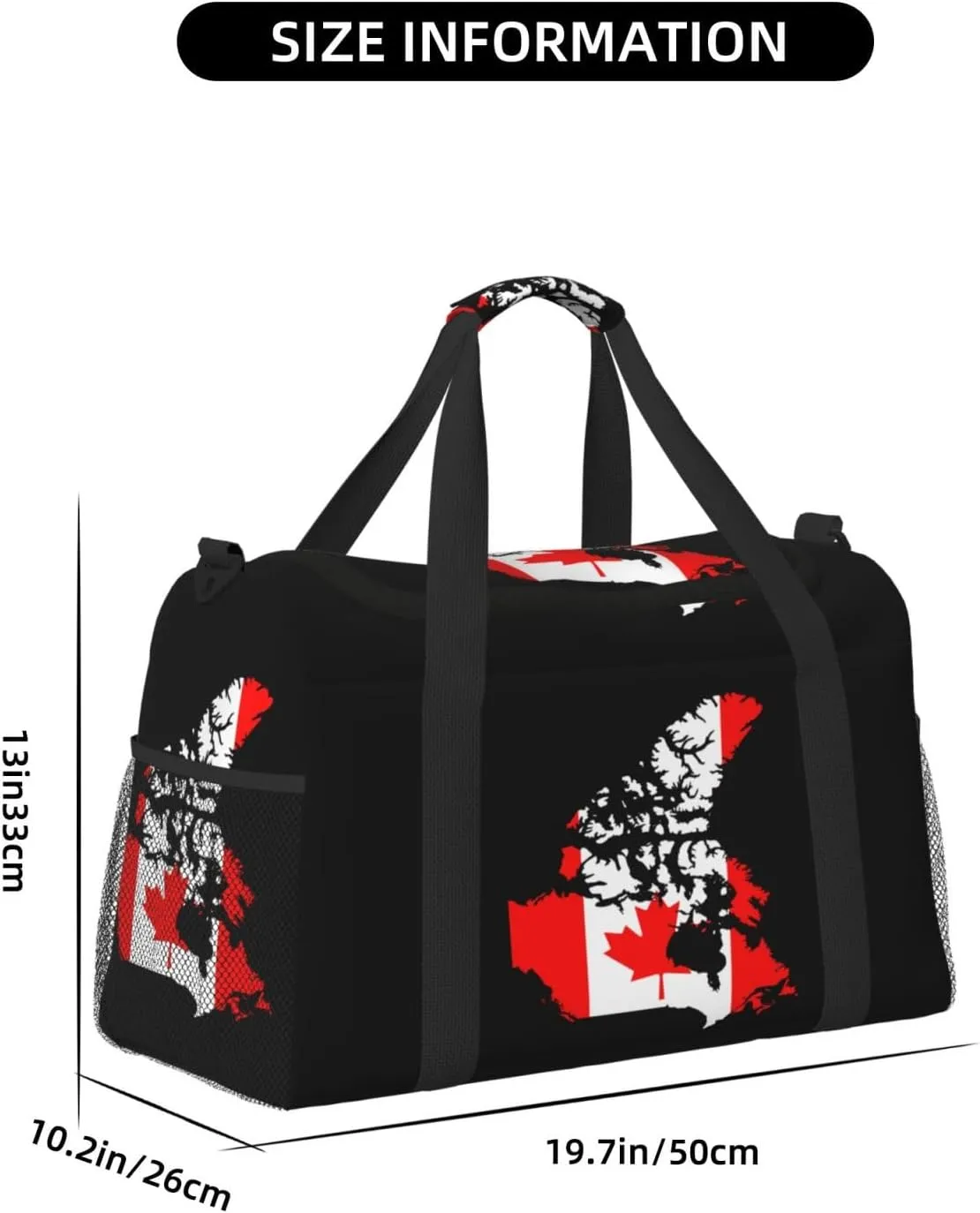 Flag Map Of Canada Travel Duffel Bag Large Foldable Waterproof Overnight Bag For Beach Swim Bags Pool Sports Gym