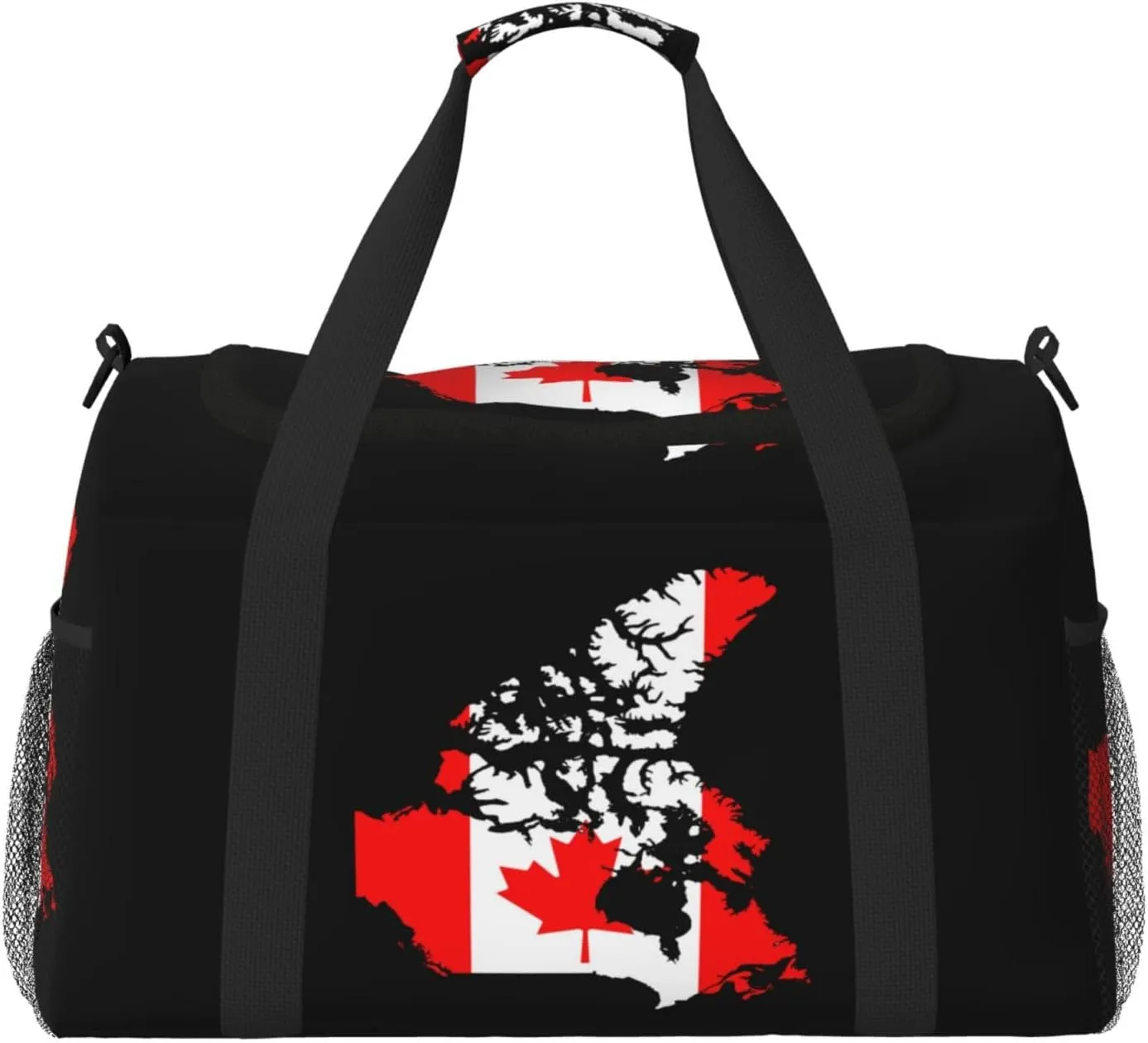 Flag Map Of Canada Travel Duffel Bag Large Foldable Waterproof Overnight Bag For Beach Swim Bags Pool Sports Gym