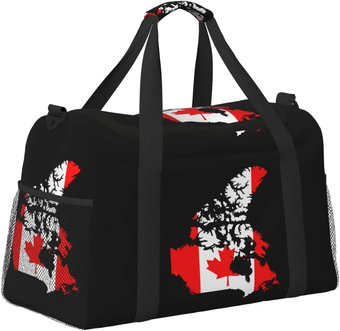 Flag Map Of Canada Travel Duffel Bag Large Foldable Waterproof Overnight Bag For Beach Swim Bags Pool Sports Gym