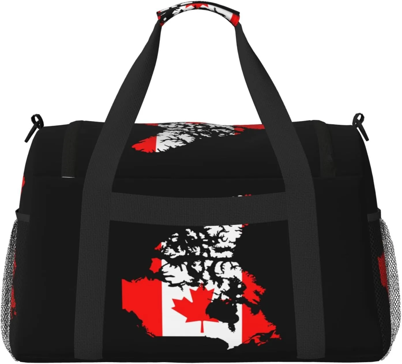Flag Map Of Canada Travel Duffel Bag Large Foldable Waterproof Overnight Bag For Beach Swim Bags Pool Sports Gym