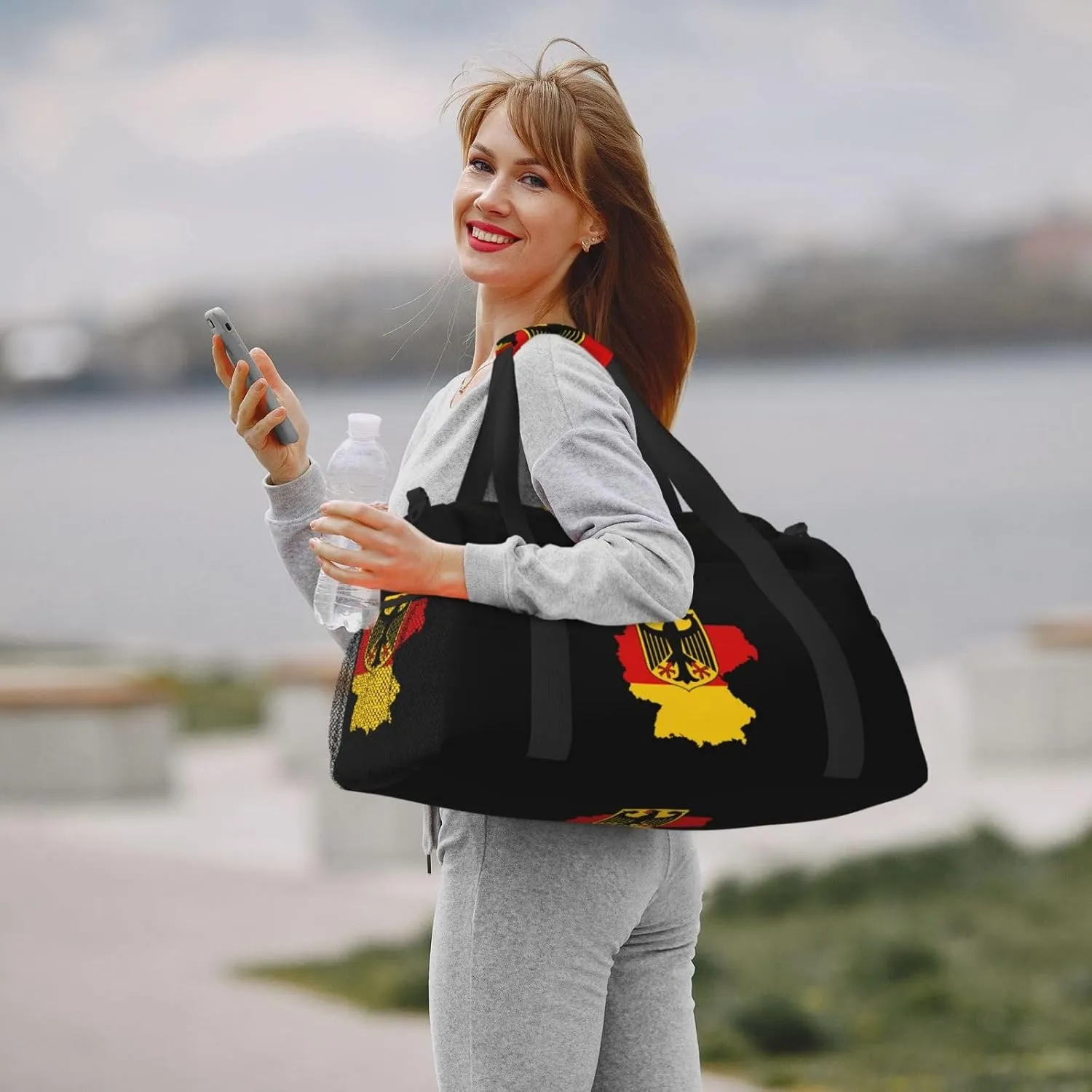 Flag Map Of Germany Travel Duffel Bag Large Foldable Waterproof Overnight Bag For Beach Swim Bags Pool Sports Gym