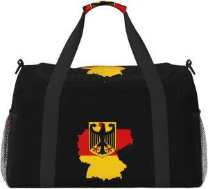 Flag Map Of Germany Travel Duffel Bag Large Foldable Waterproof Overnight Bag For Beach Swim Bags Pool Sports Gym