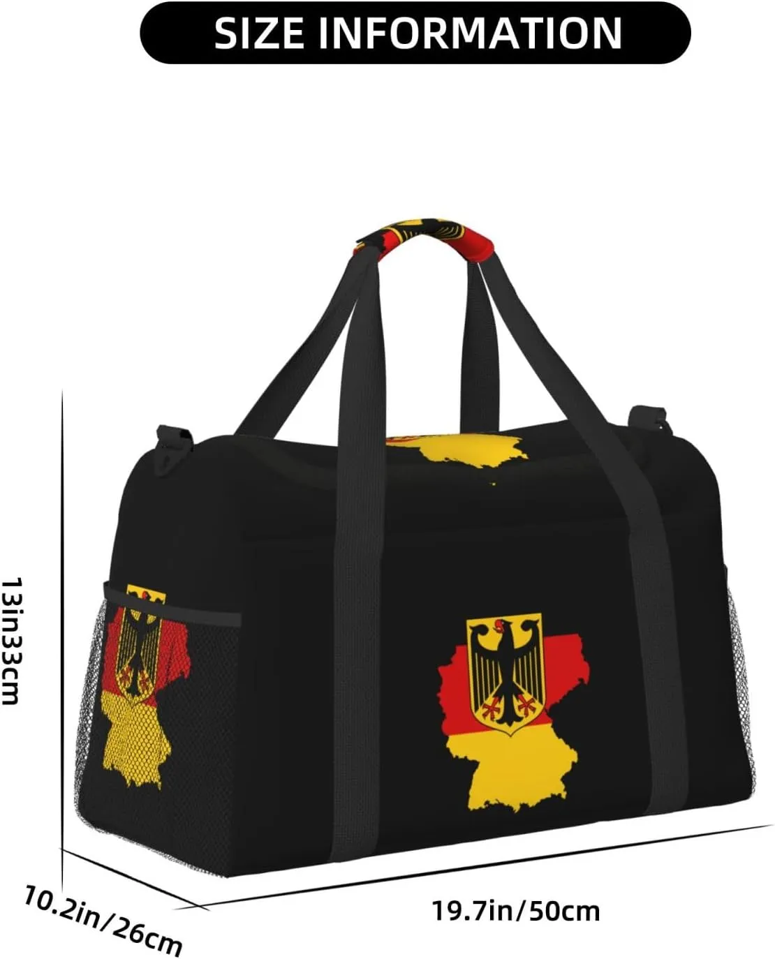 Flag Map Of Germany Travel Duffel Bag Large Foldable Waterproof Overnight Bag For Beach Swim Bags Pool Sports Gym