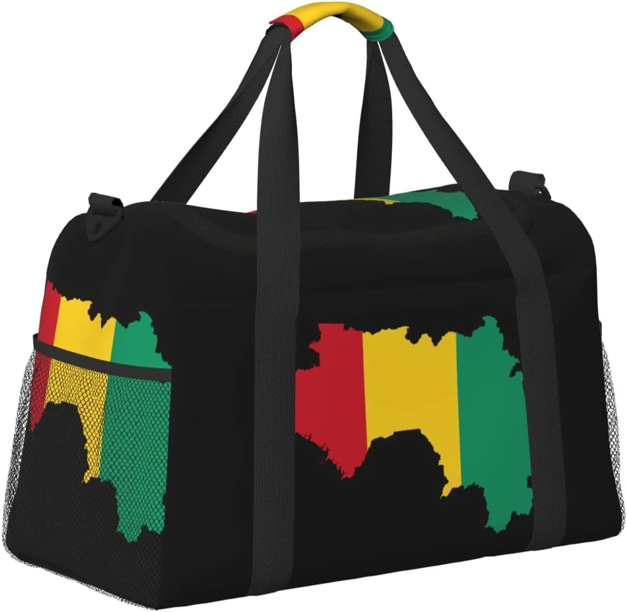 Flag Map Of Guinea Travel Duffel Bag Large Foldable Waterproof Overnight Bag For Beach Swim Bags Pool Sports Gym