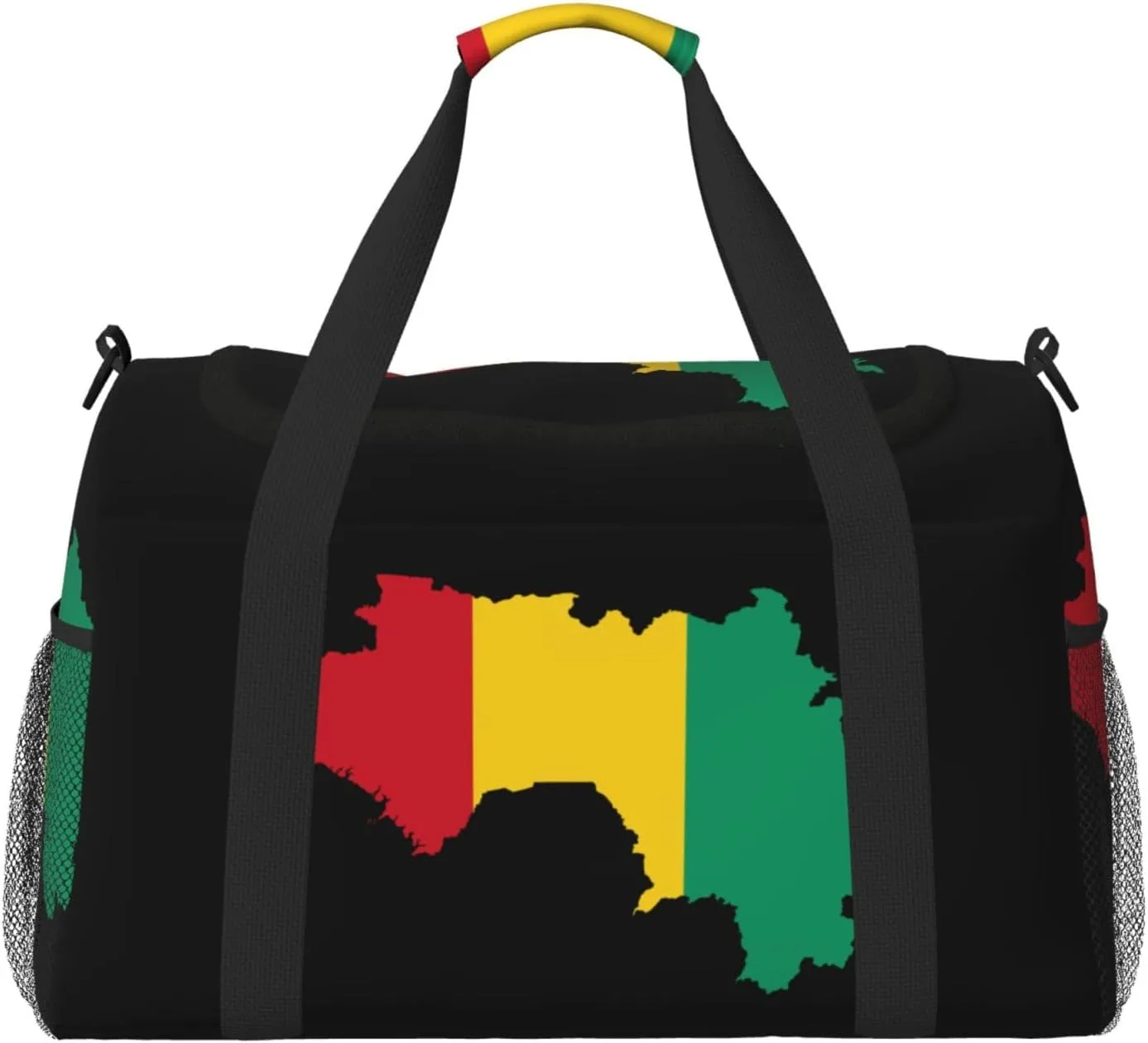 Flag Map Of Guinea Travel Duffel Bag Large Foldable Waterproof Overnight Bag For Beach Swim Bags Pool Sports Gym