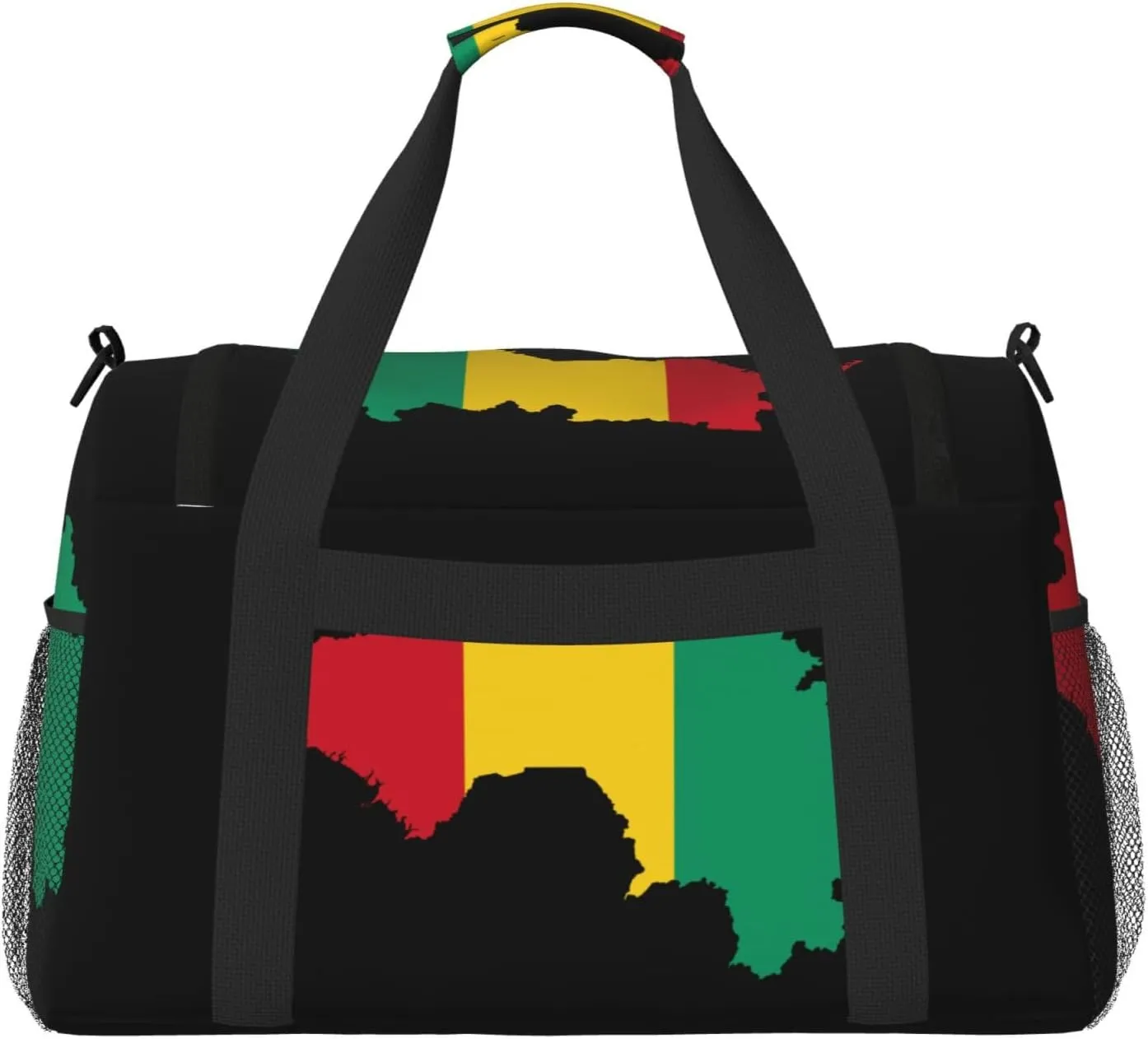 Flag Map Of Guinea Travel Duffel Bag Large Foldable Waterproof Overnight Bag For Beach Swim Bags Pool Sports Gym