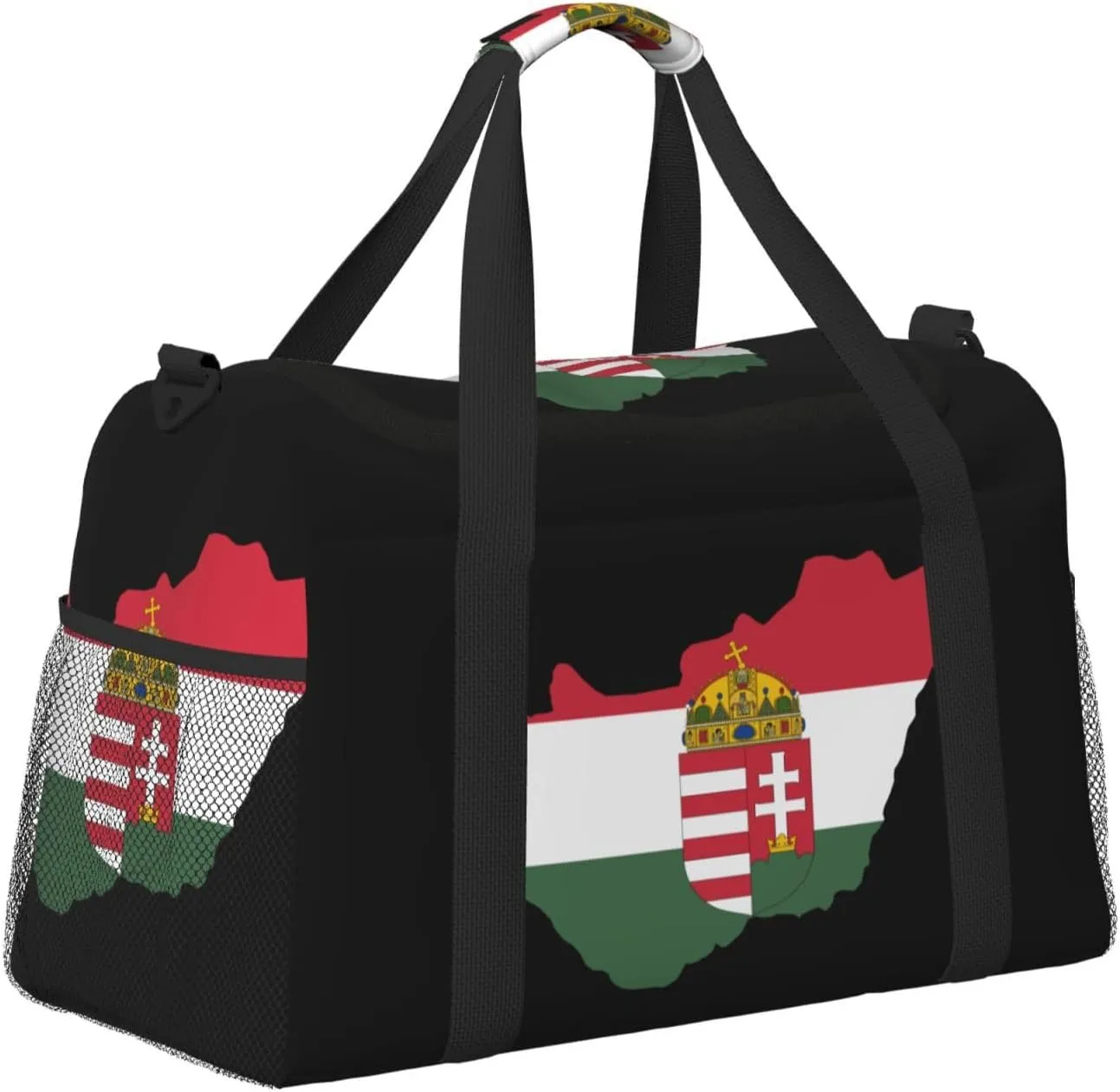 Flag Map Of Hungary Travel Duffel Bag Large Foldable Waterproof Overnight Bag For Beach Swim Bags Pool Sports Gym