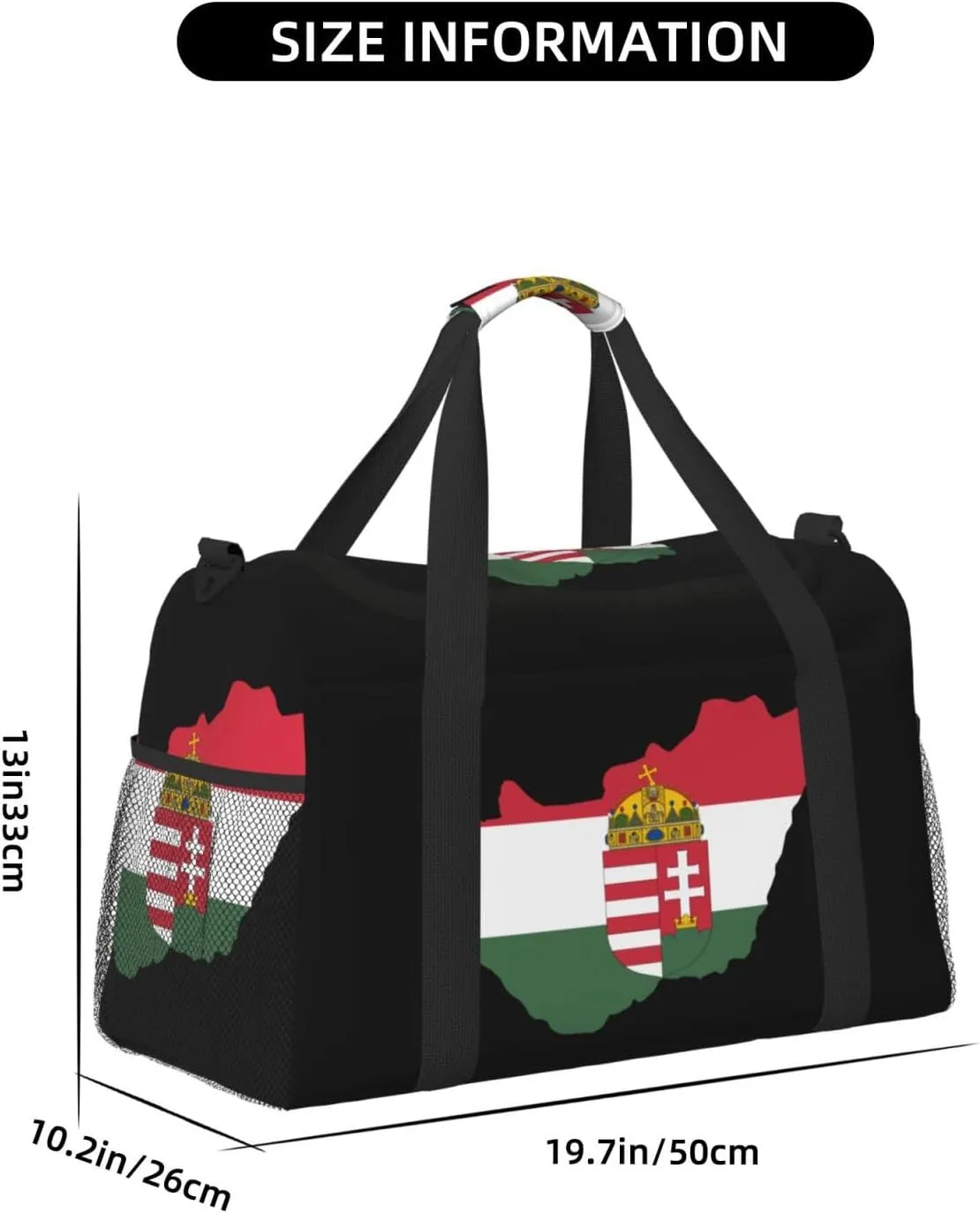Flag Map Of Hungary Travel Duffel Bag Large Foldable Waterproof Overnight Bag For Beach Swim Bags Pool Sports Gym