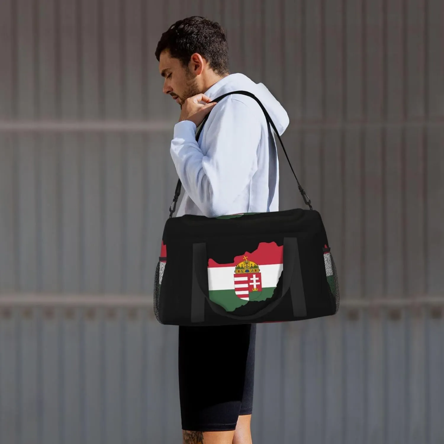 Flag Map Of Hungary Travel Duffel Bag Large Foldable Waterproof Overnight Bag For Beach Swim Bags Pool Sports Gym