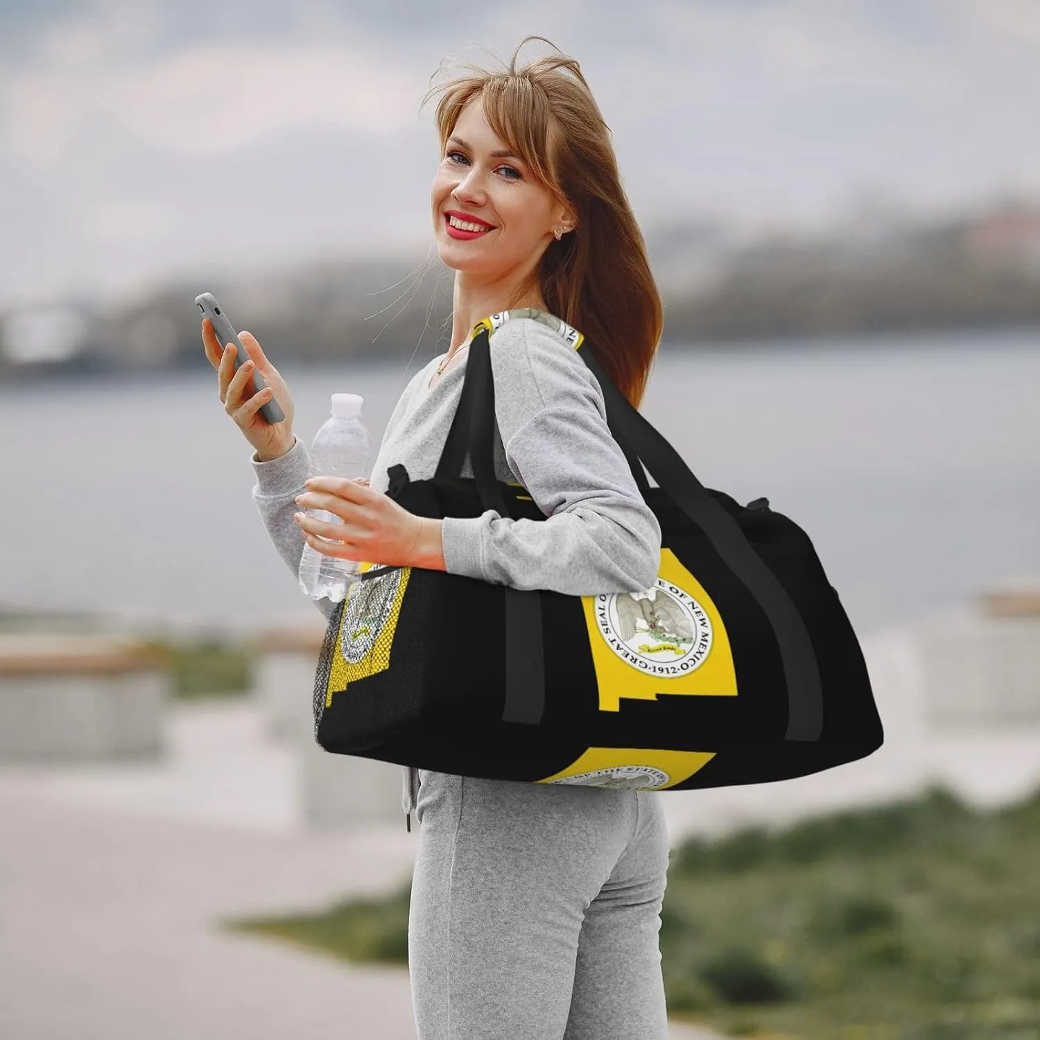 Flag Map Of New Mexico Travel Duffel Bag Large Foldable Waterproof Overnight Bag For Beach Swim Bags Pool Sports Gym