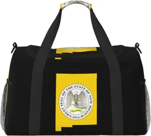 Flag Map Of New Mexico Travel Duffel Bag Large Foldable Waterproof Overnight Bag For Beach Swim Bags Pool Sports Gym