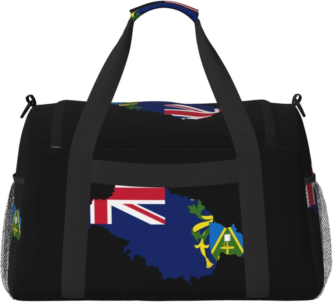 Flag Map Of Pitcairn Travel Duffel Bag Large Foldable Waterproof Overnight Bag For Beach Swim Bags Pool Sports Gym