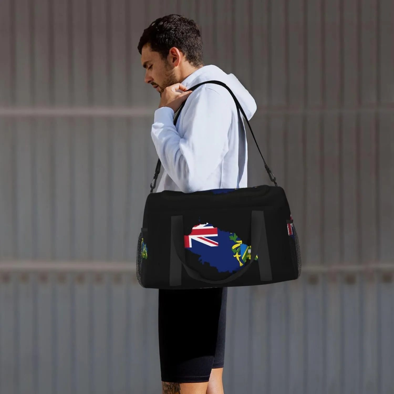 Flag Map Of Pitcairn Travel Duffel Bag Large Foldable Waterproof Overnight Bag For Beach Swim Bags Pool Sports Gym