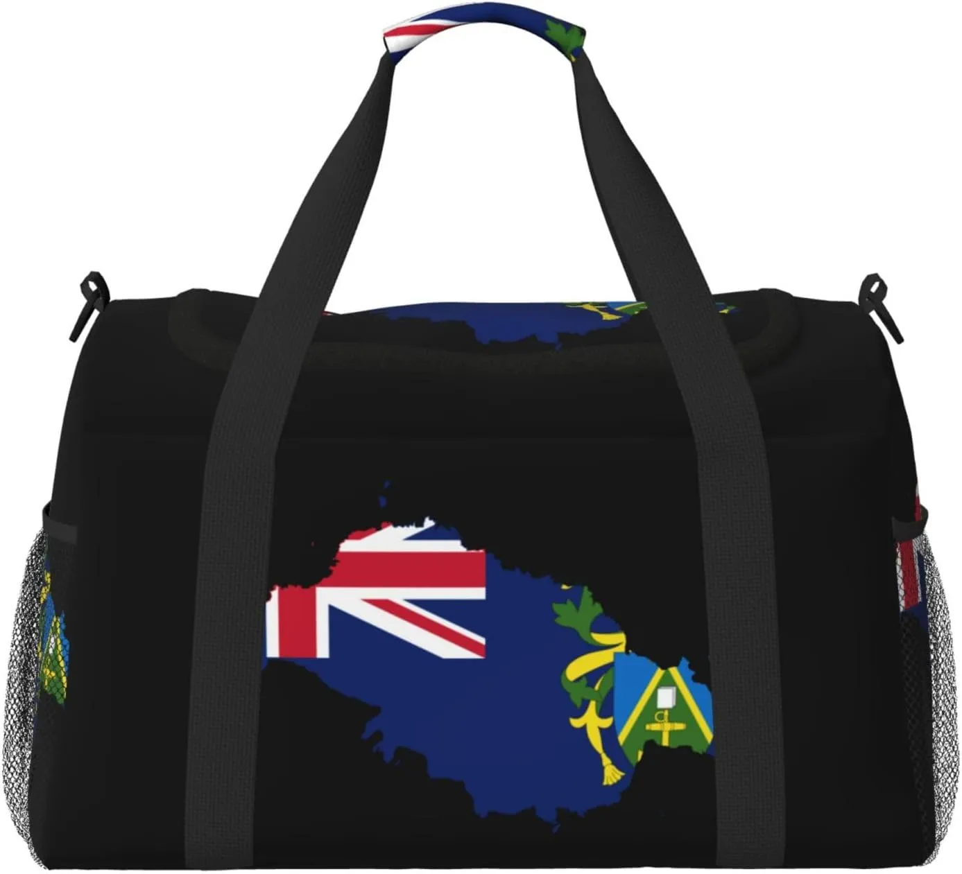Flag Map Of Pitcairn Travel Duffel Bag Large Foldable Waterproof Overnight Bag For Beach Swim Bags Pool Sports Gym