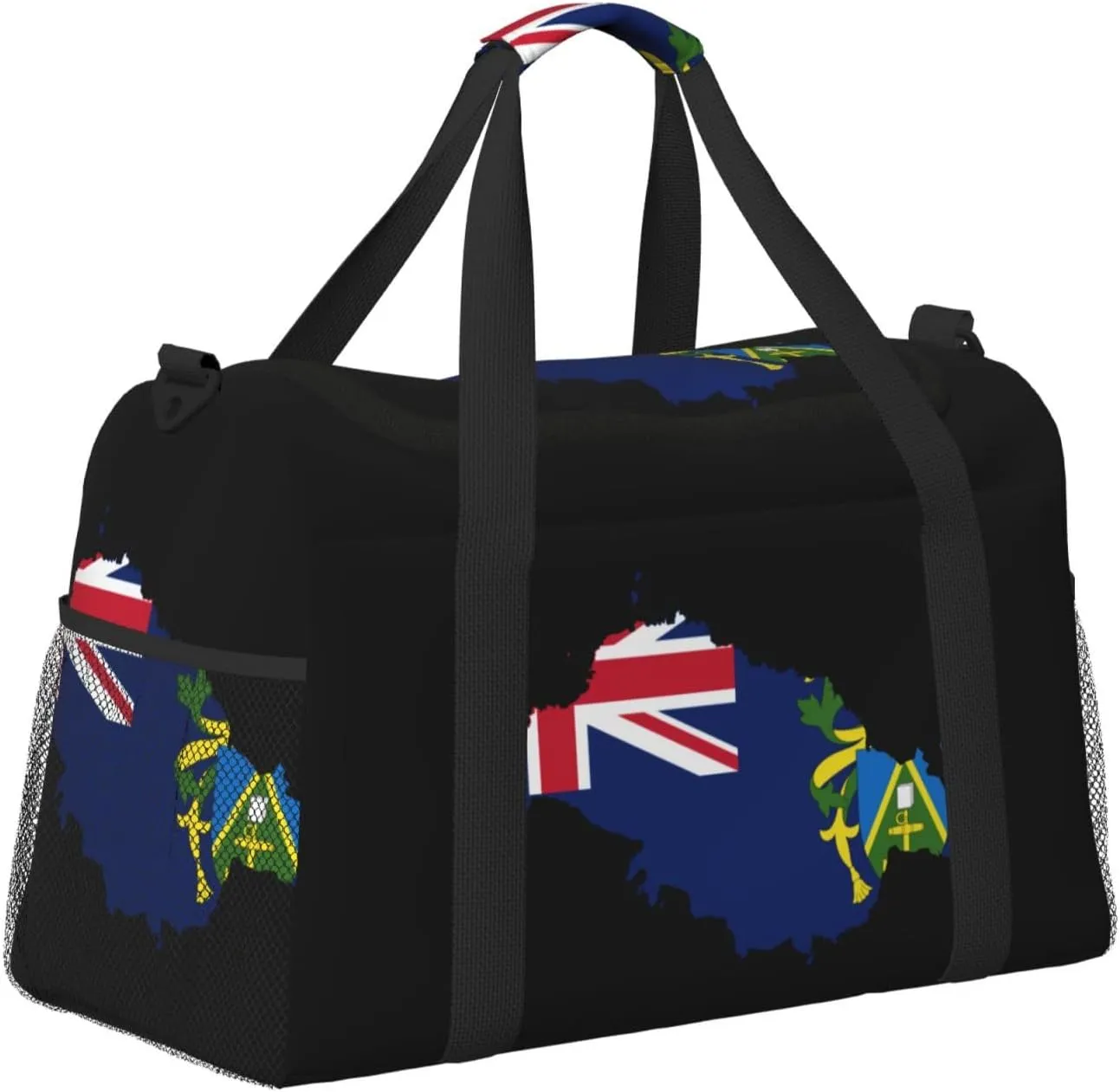 Flag Map Of Pitcairn Travel Duffel Bag Large Foldable Waterproof Overnight Bag For Beach Swim Bags Pool Sports Gym