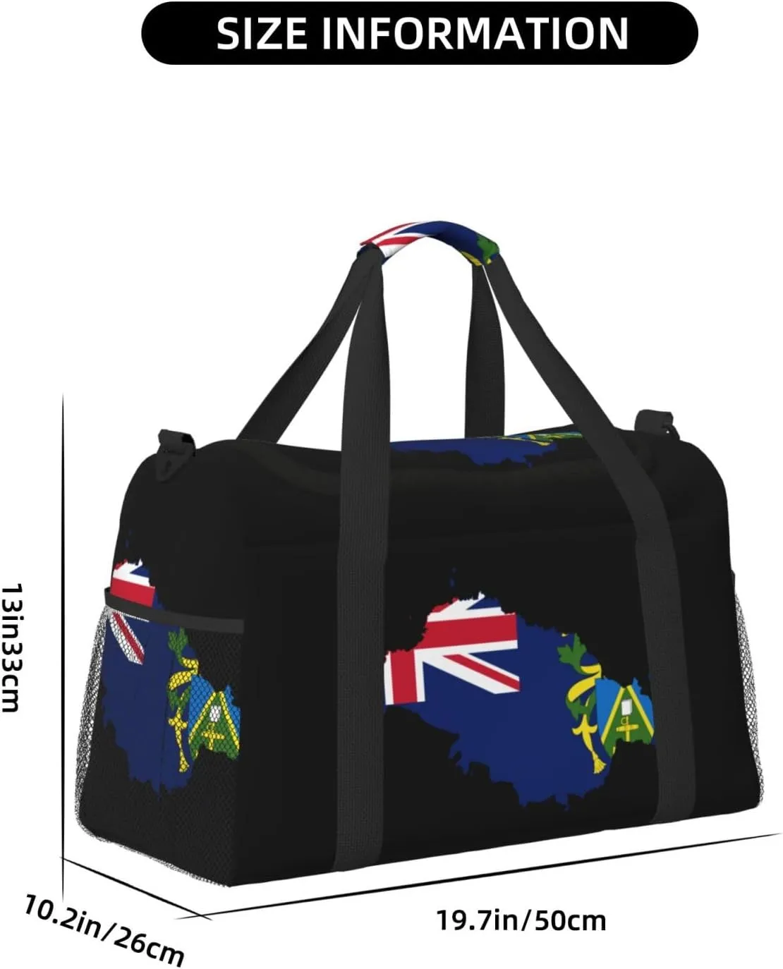 Flag Map Of Pitcairn Travel Duffel Bag Large Foldable Waterproof Overnight Bag For Beach Swim Bags Pool Sports Gym