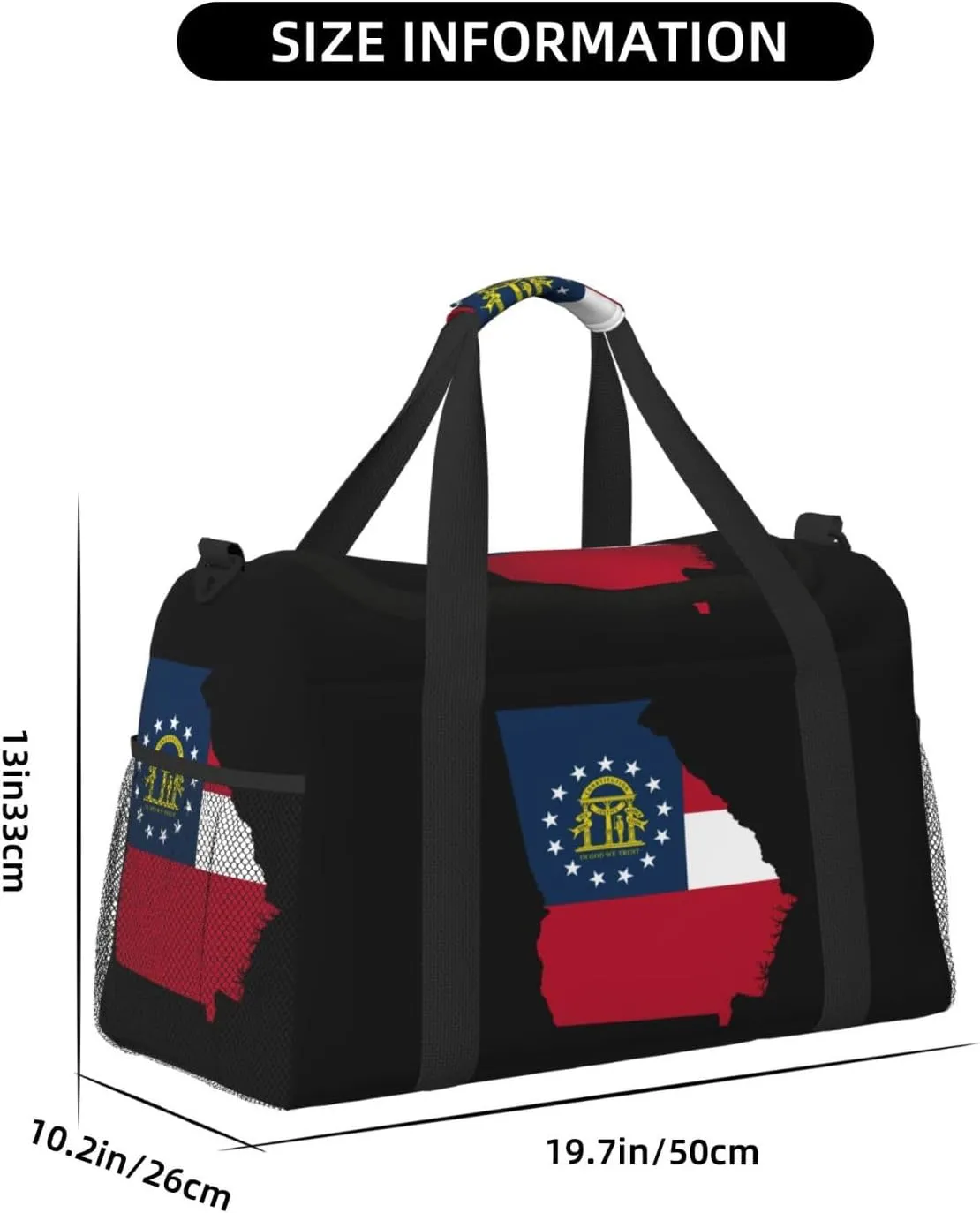 Flag Map Of State Georgia Travel Duffel Bag Large Foldable Waterproof Overnight Bag For Beach Swim Bags Pool Sports Gym