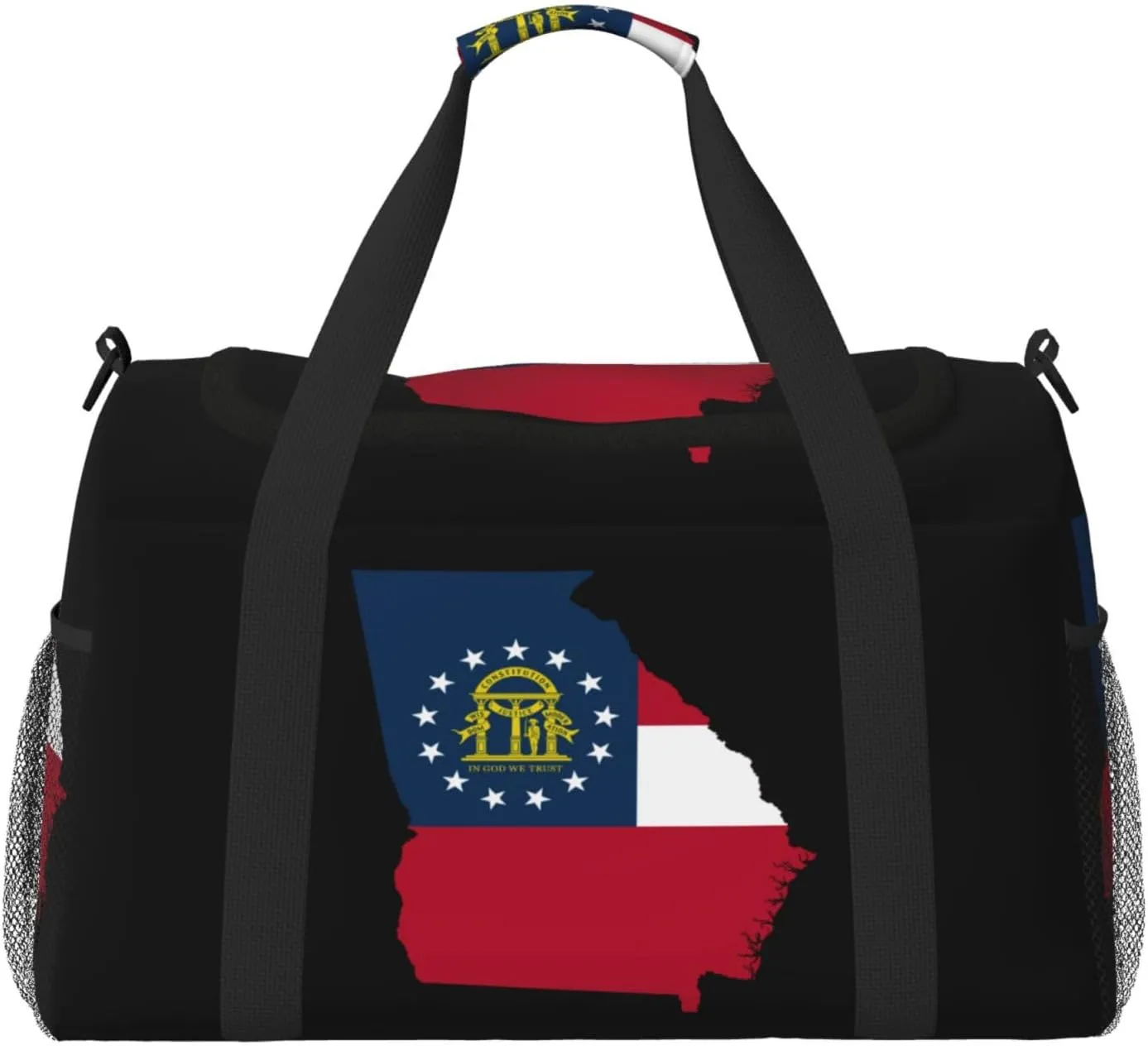 Flag Map Of State Georgia Travel Duffel Bag Large Foldable Waterproof Overnight Bag For Beach Swim Bags Pool Sports Gym