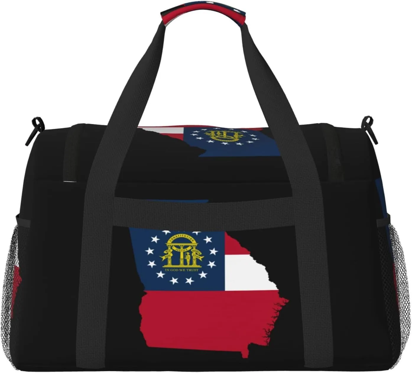 Flag Map Of State Georgia Travel Duffel Bag Large Foldable Waterproof Overnight Bag For Beach Swim Bags Pool Sports Gym