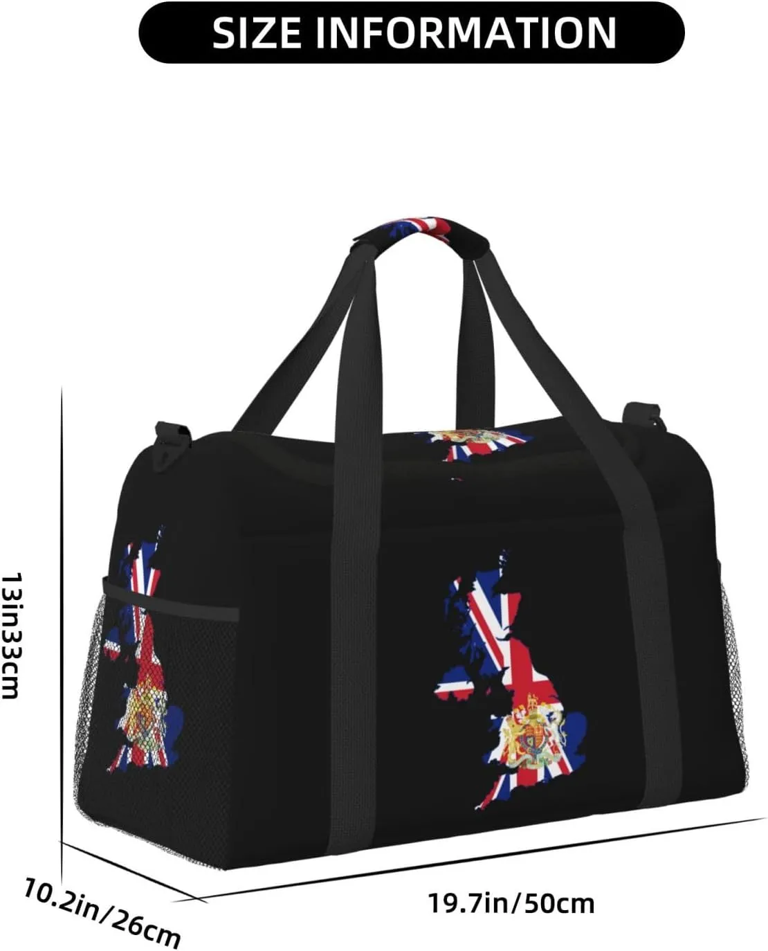 Flag Map Of United Kingdom Travel Duffel Bag Large Foldable Waterproof Overnight Bag For Beach Swim Bags Pool Sports Gym