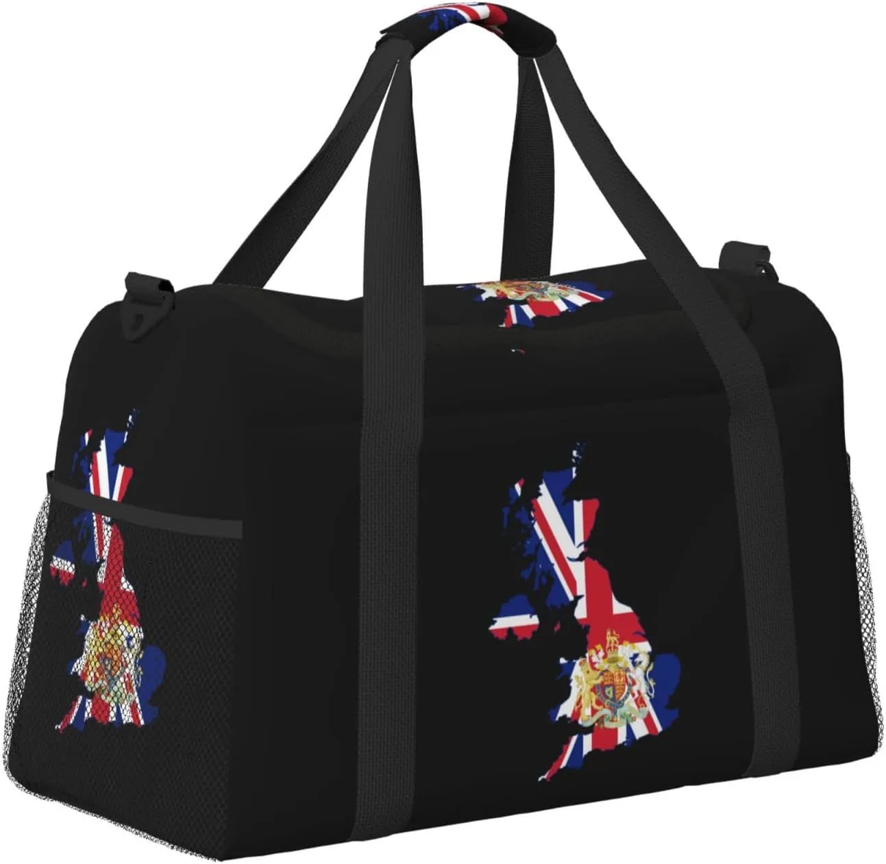 Flag Map Of United Kingdom Travel Duffel Bag Large Foldable Waterproof Overnight Bag For Beach Swim Bags Pool Sports Gym