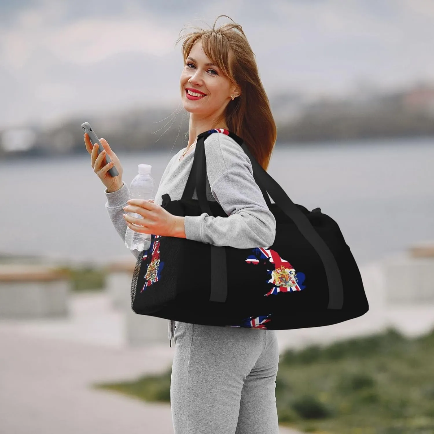 Flag Map Of United Kingdom Travel Duffel Bag Large Foldable Waterproof Overnight Bag For Beach Swim Bags Pool Sports Gym